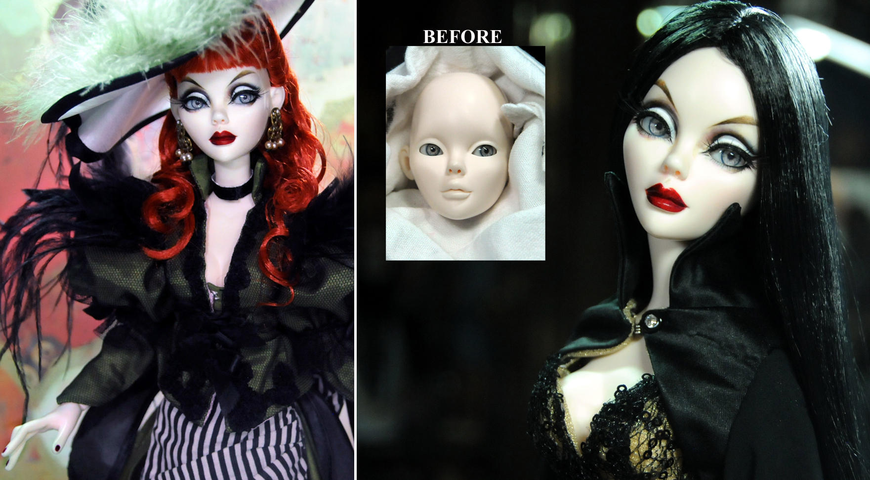 Gothic Evangeline Ghastly resin doll repaint by noeling