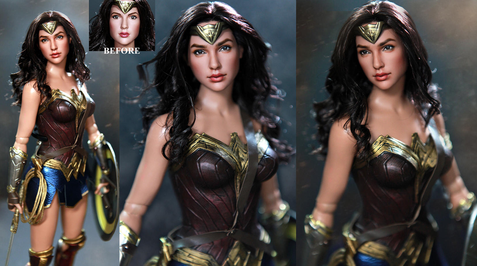 Tonner Wonder Woman Gal Gadot custom doll repaint by noeling