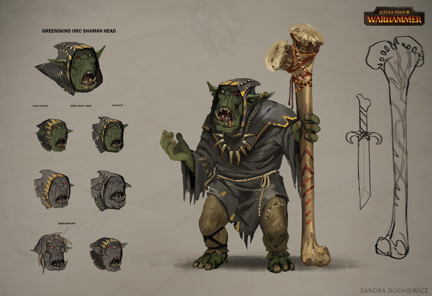 Total War: Warhammer Concept Art Orc Shaman by telthona