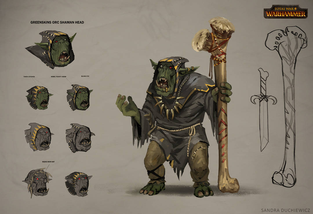 Total War: Warhammer Concept Art Orc Shaman by telthona