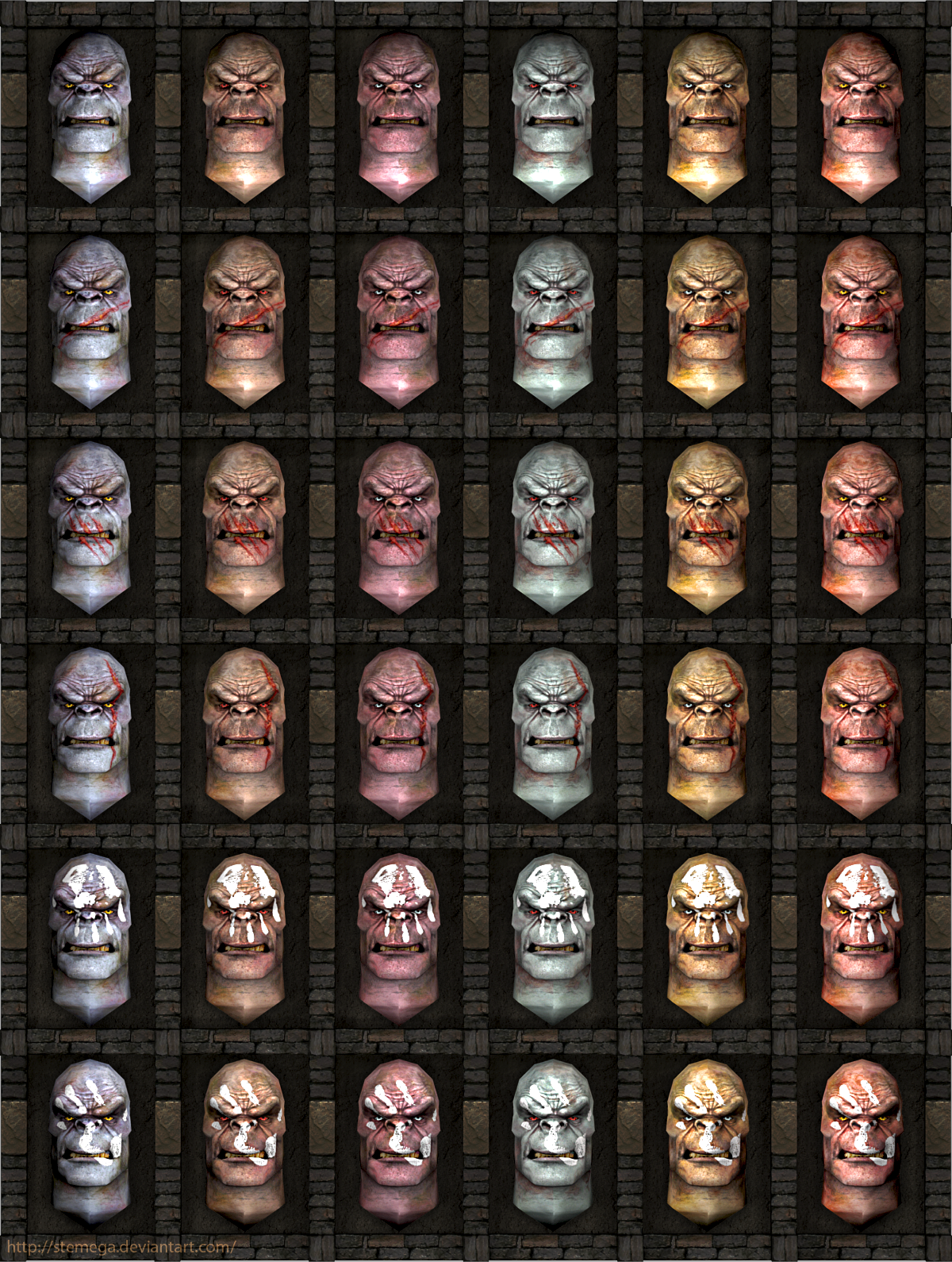 Uruk-hai heads: Head textures variations. by SteMega