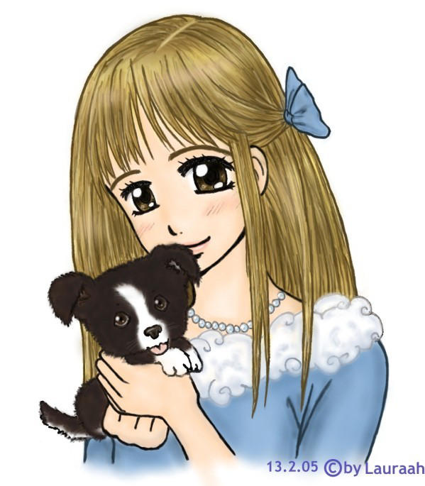 -Girl with Puppy- by lacosta
