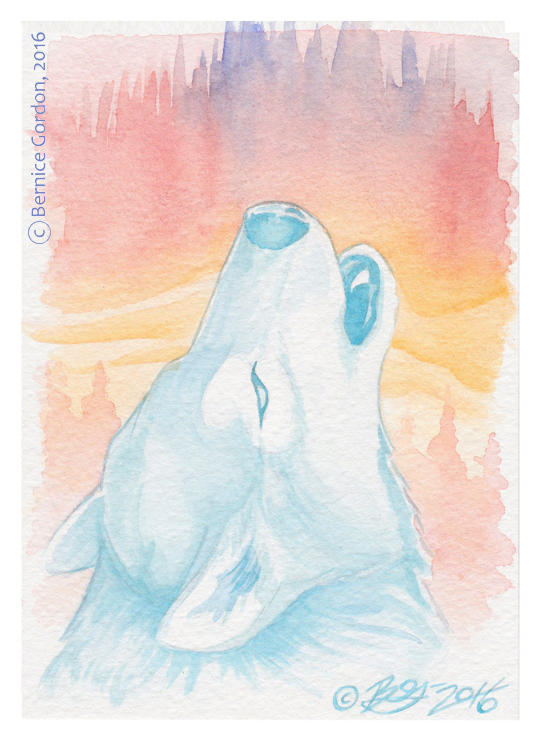 Blue Wolf in the Northern Lights by tarkheki