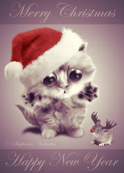 Merry Christmas and Happy New Year Cat and Mouse by StephanieVALENTIN