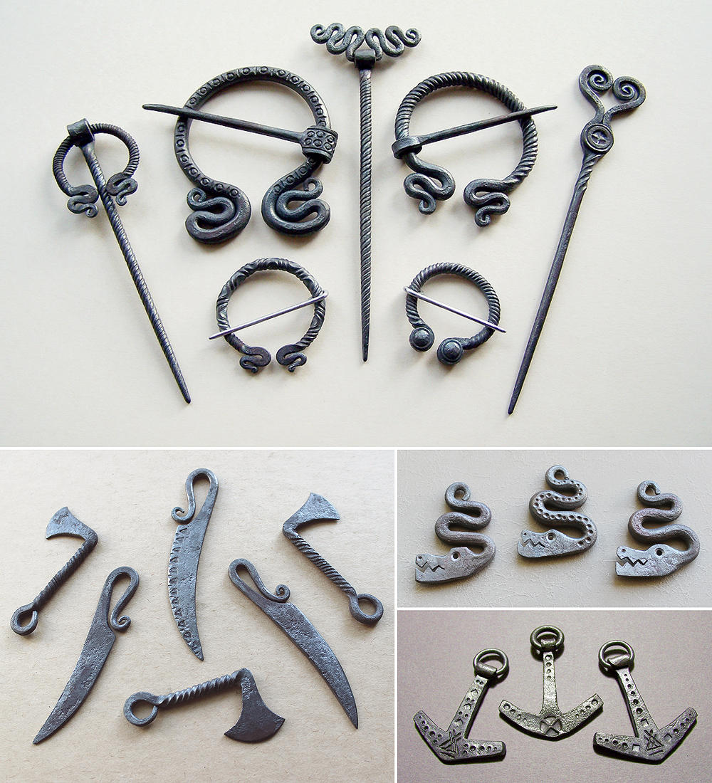 Steel brooches and pendants 3 by Astalo