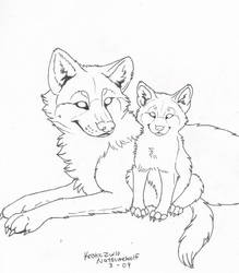 FREE (To color only) Wolf and Pup Line Art by NatsumeWolf