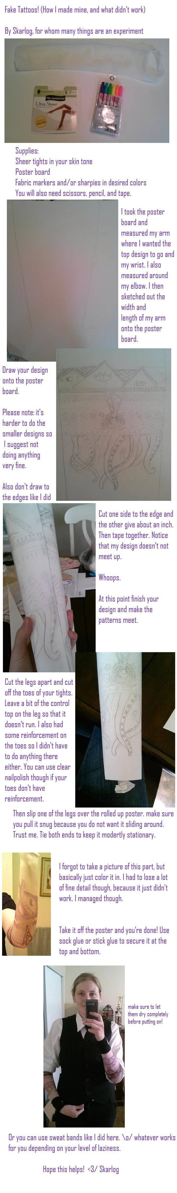 Fake tattoo sleeve tutorial by Skarlog