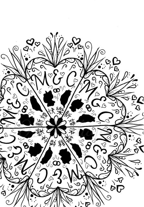 Wedding greeting card zentangle by Sillageuse