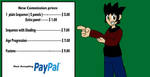 PayPal commission prices. Commissions open by Klonoahedgehog