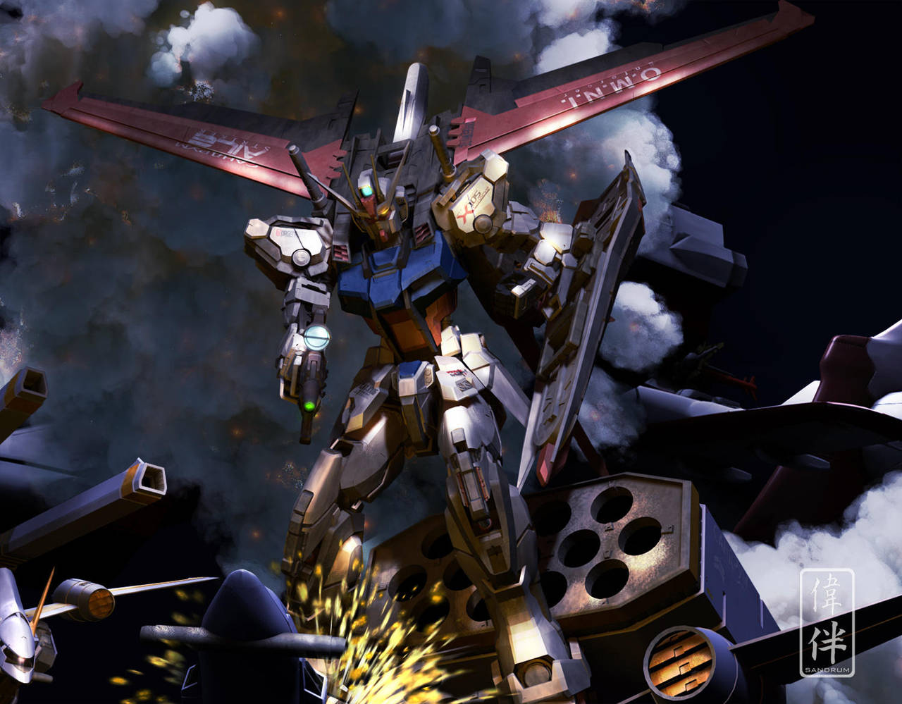 Aile Strike Gundam vs BuCue by sandrum