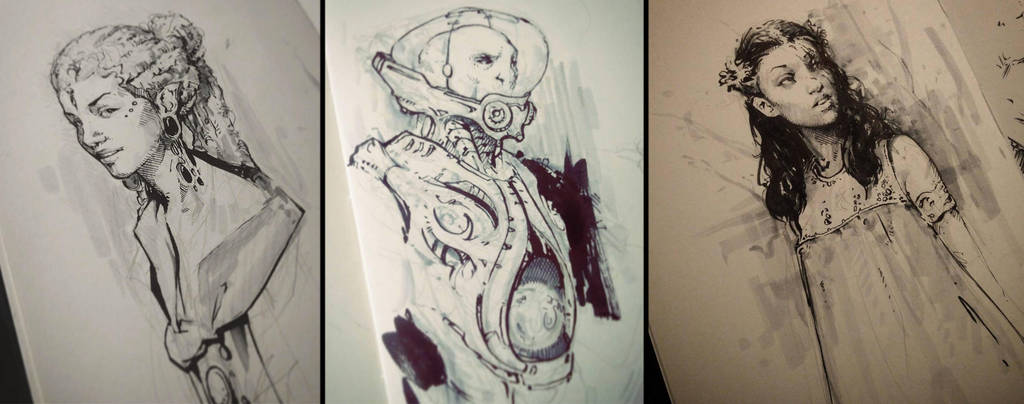 Days 8,9 and 10 Inktober 2016 by AaronGriffinArt