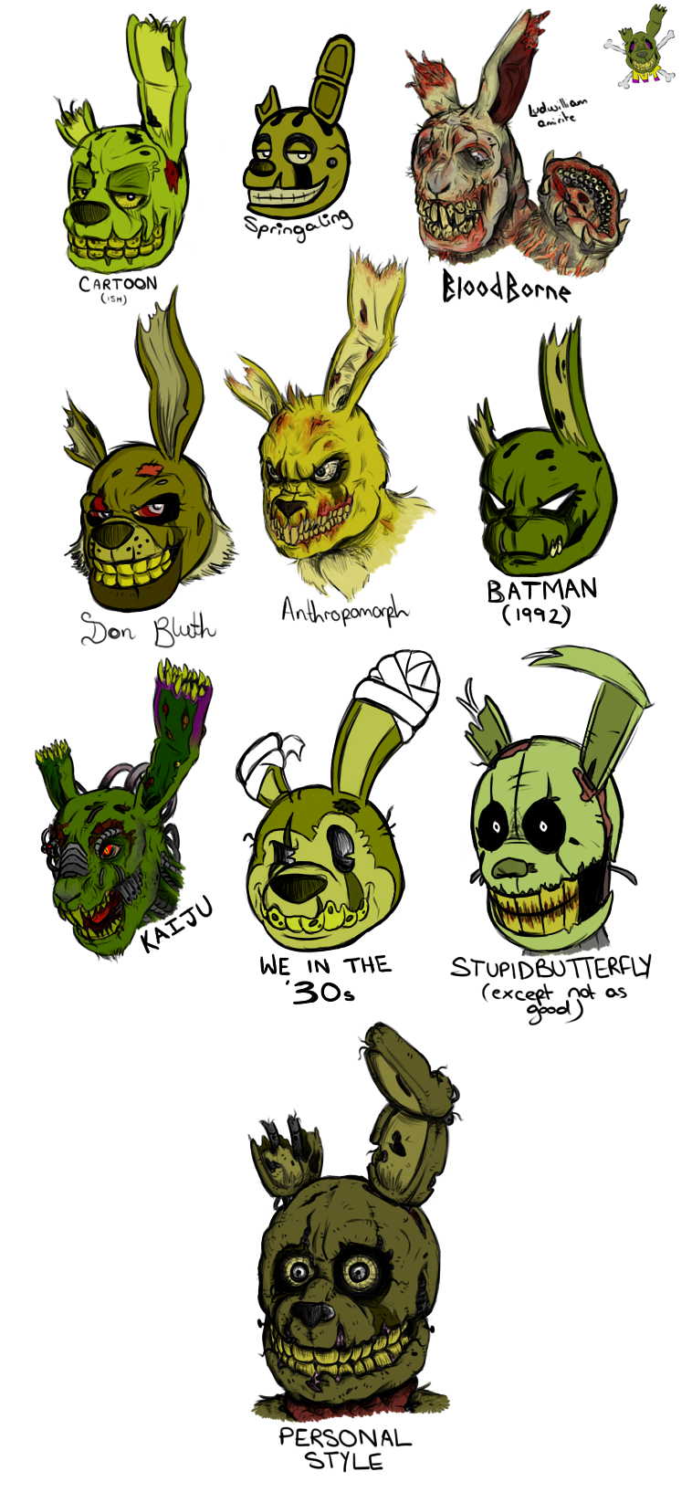 The Many Faces Of Springtrap Style Experiment By Godzilla2003 On