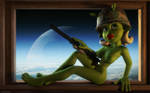 Alien nude soldier lady by kondaspeter1