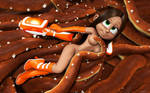 Nude cute superhero girl with tentacles by kondaspeter1