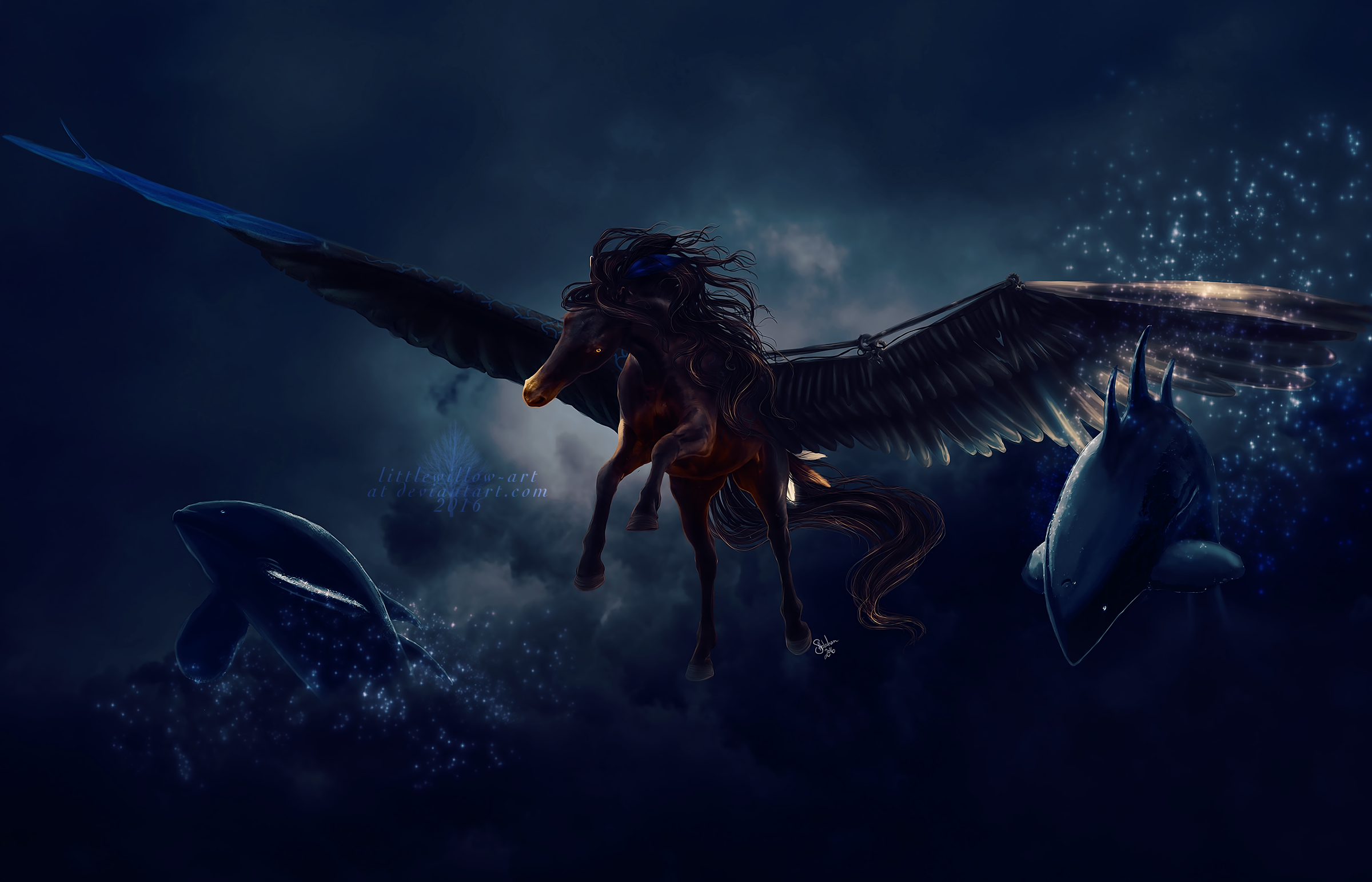 flight of the starwhales by littlewillow-art