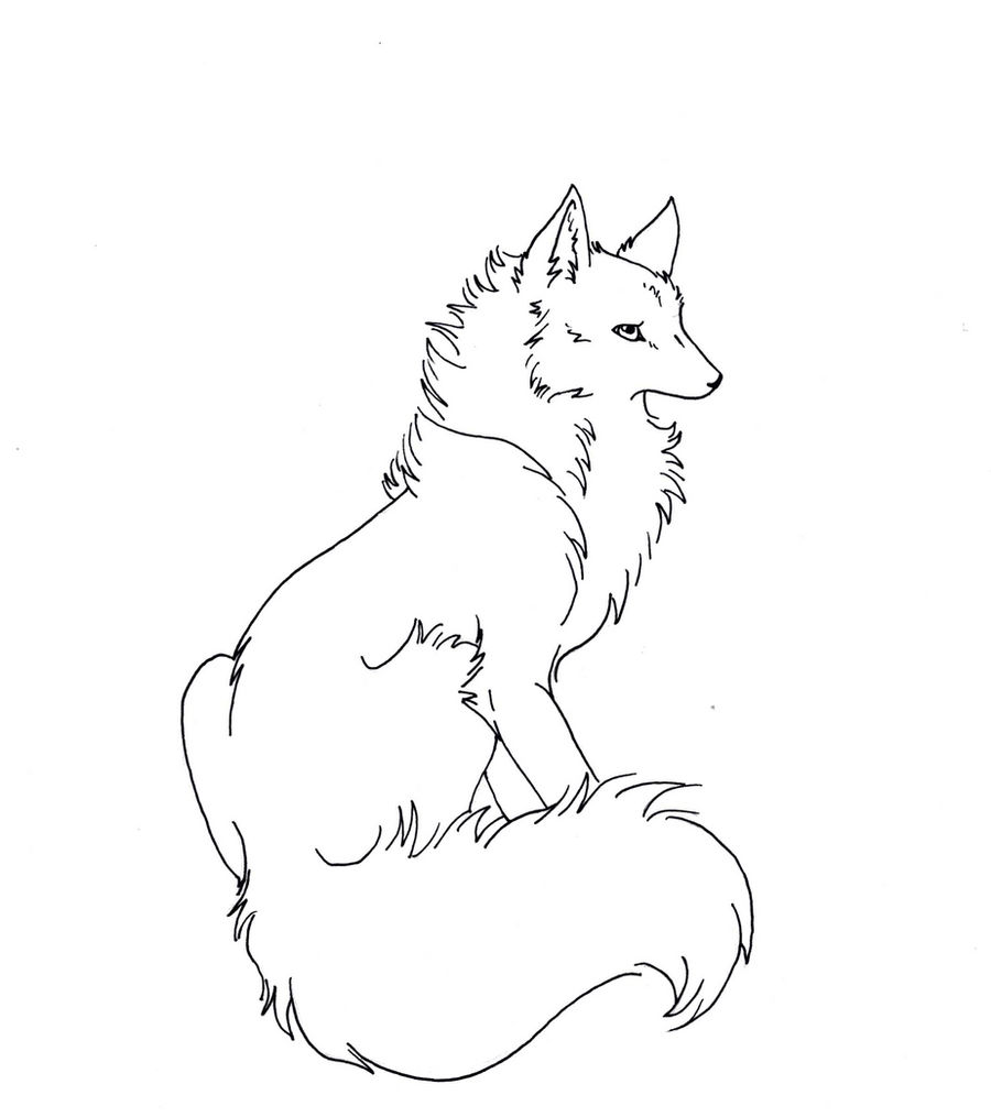 Free Wolf::fox Lineart by Eclipsedwolf