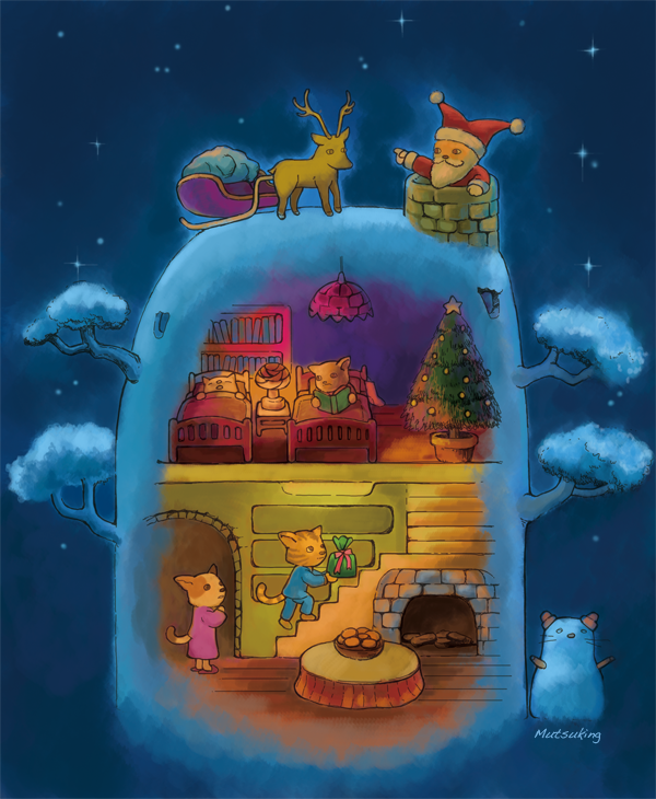 Cats family Xmas by mutsuking