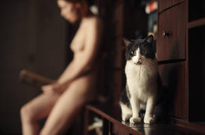 Girl and Cat. by west-kis