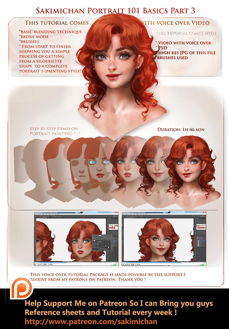 Portrait 101 Part 3 Voice over tutorial by sakimichan