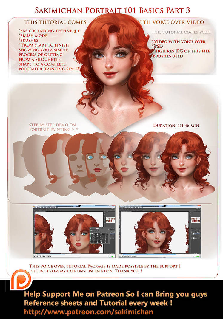 Portrait 101 Part 3 Voice over tutorial by sakimichan
