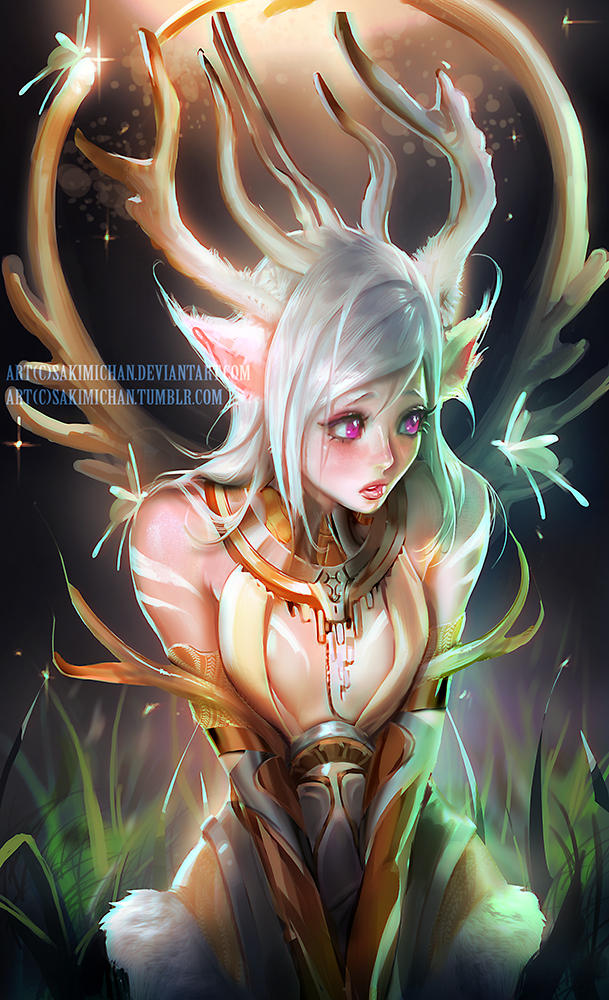 White Deer by sakimichan