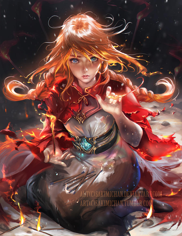 Little match stick girl .spirit fire mage. by sakimichan