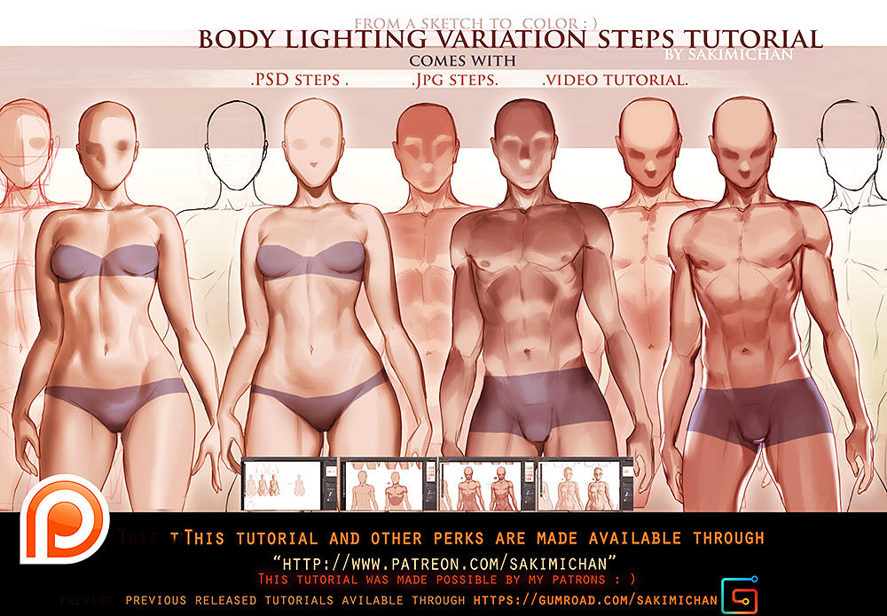 Body Lighting steps tutorial pack.promo. by sakimichan