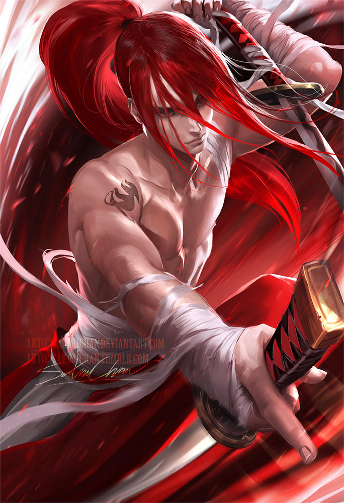 Male Erza .nsfw optional. by sakimichan