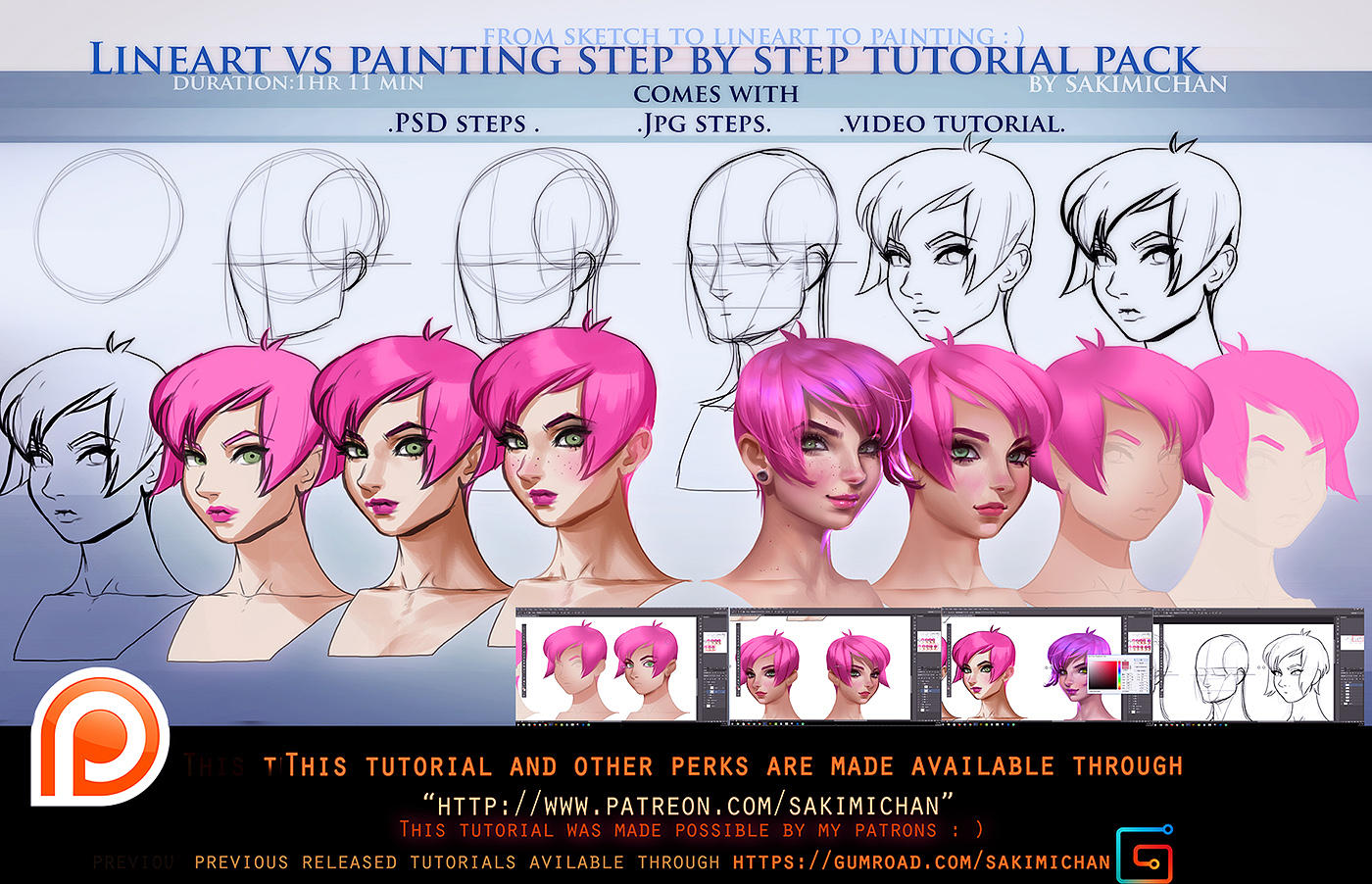 lineart vs Painting steps tutorial pack.promo. by sakimichan on DeviantArt