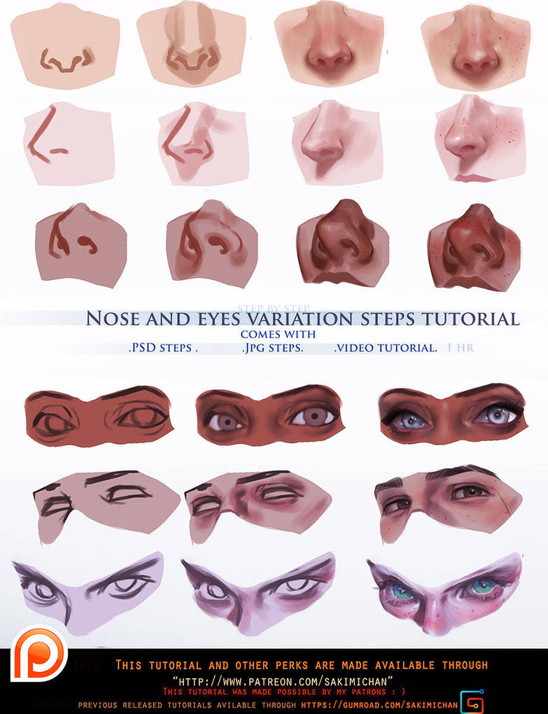 Nose And Eyes Variation Steps Tutorial Promo By Sakimichan On Nose And Eyes Variation Steps Tutorial Promo By Sakimichan