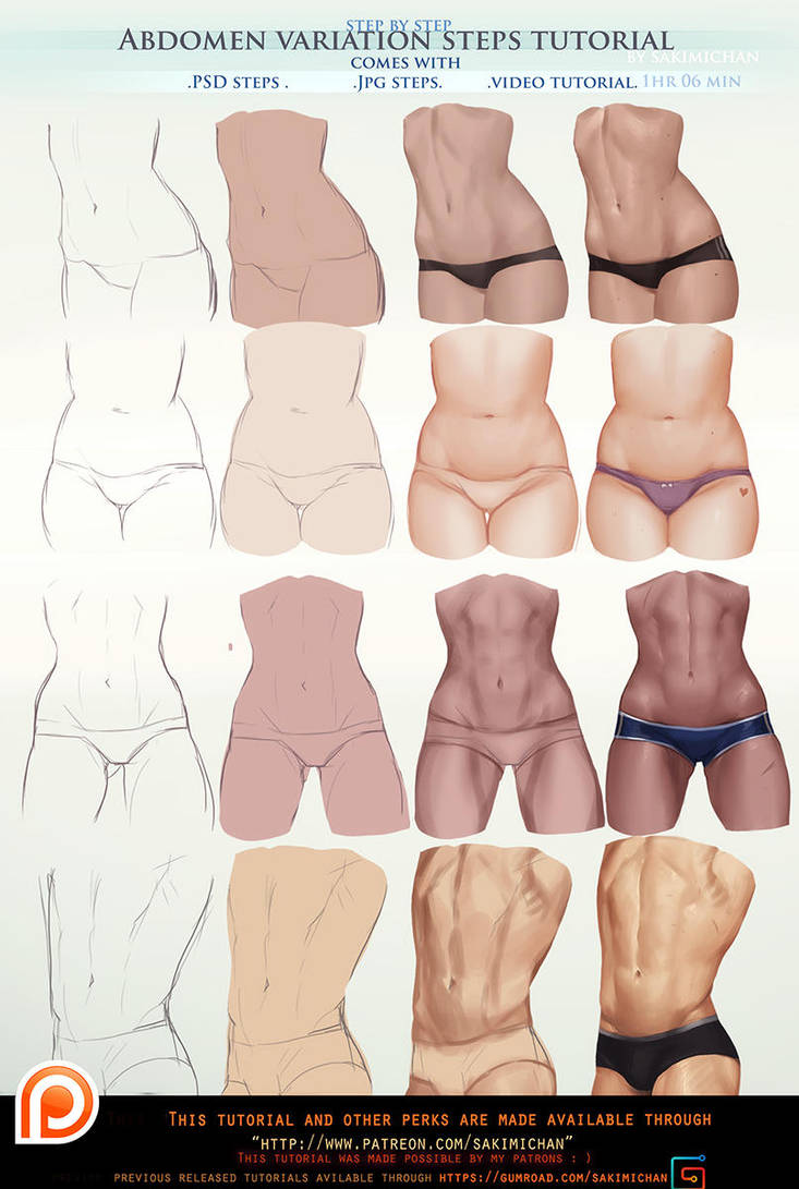 Abdomen Steps Tutorial Pack Promo By Sakimichan On Deviantart Abdomen Steps Tutorial Pack Promo By Sakimichan