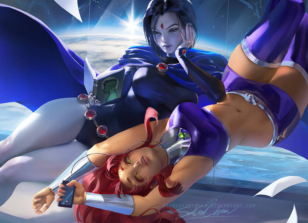 Raven Starfire by sakimichan