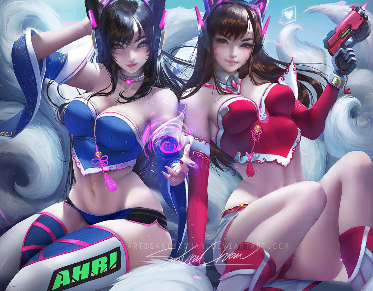 Ahri D.va crossover by sakimichan