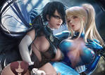 Samus X Bayonetta .yuri tag. by sakimichan