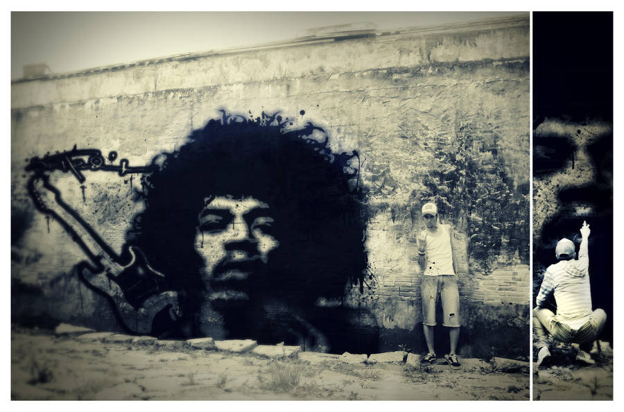 Jimi Hendrix Graffiti Stencil by byCavalera