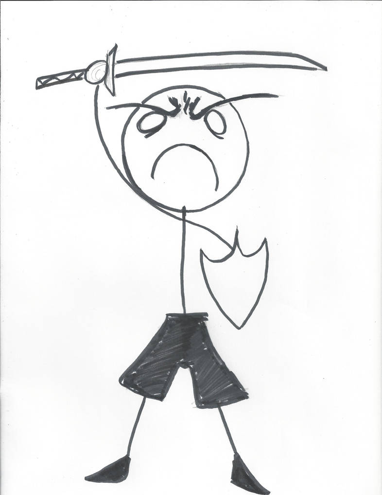 Creative Guy Wity Sword Drawing Sketch for Kindergarten