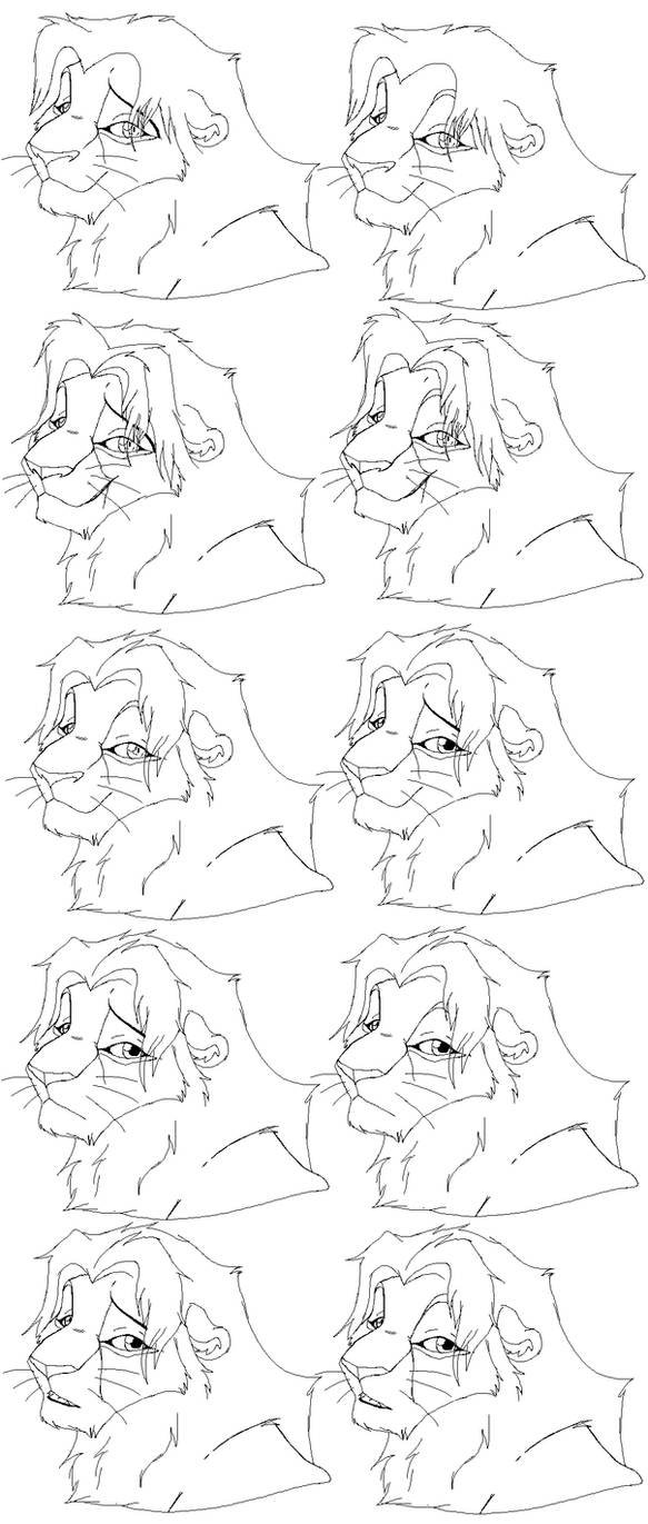 Lion head male-free lineart by Malaika4