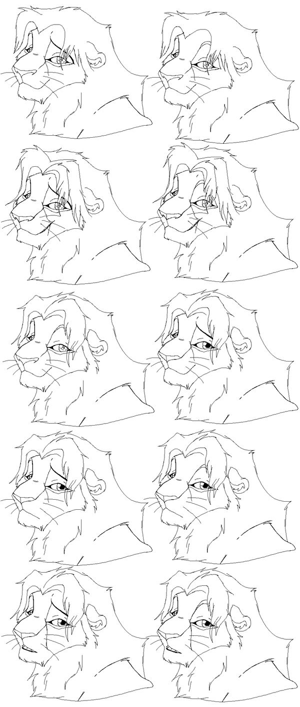 Lion head male-free lineart by Malaika4
