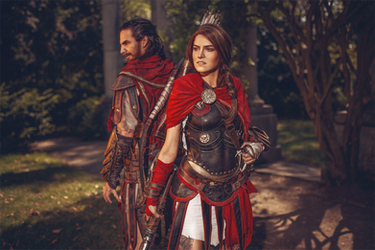 kassandra alexios assassin szene cosplays mensch setzt eosandy deimos