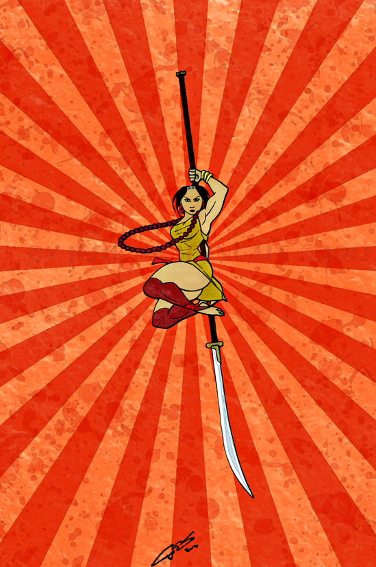 Gina Nackiomi- Naginata leap slash by LavenderBlade