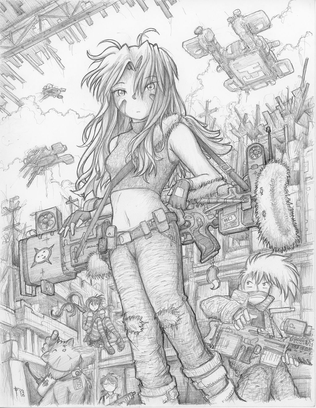 Ph33r T3h Cute On3s - Mopping Up (Pencil) by fredrin