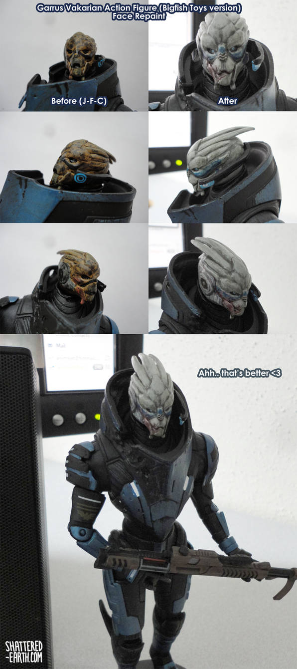 Garrus Vakarian Action Figure Face Repaint by Shattered-Earth