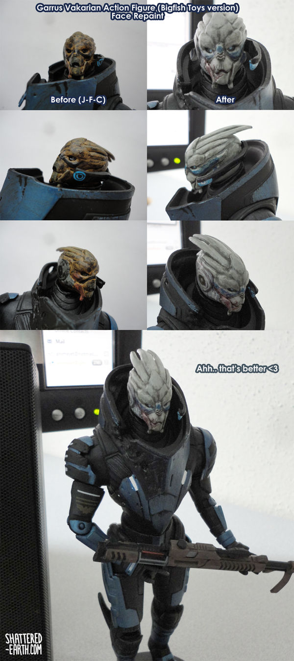 Garrus Vakarian Action Figure Face Repaint by Shattered-Earth