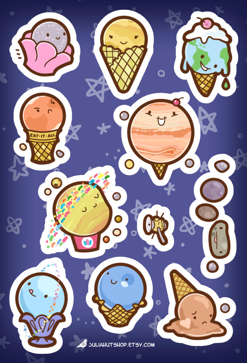 Ice Cream Planet Stickers by orinocou