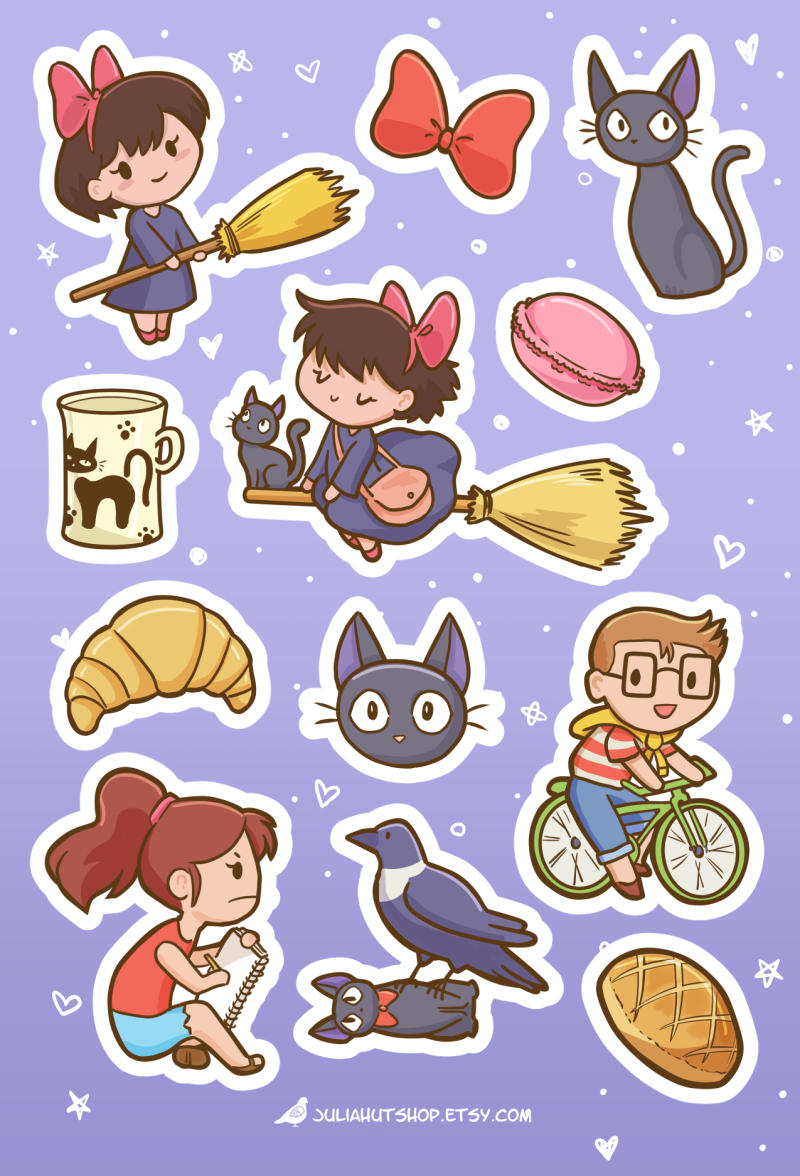 Kikis Delivery Service sticker sheet by orinocou