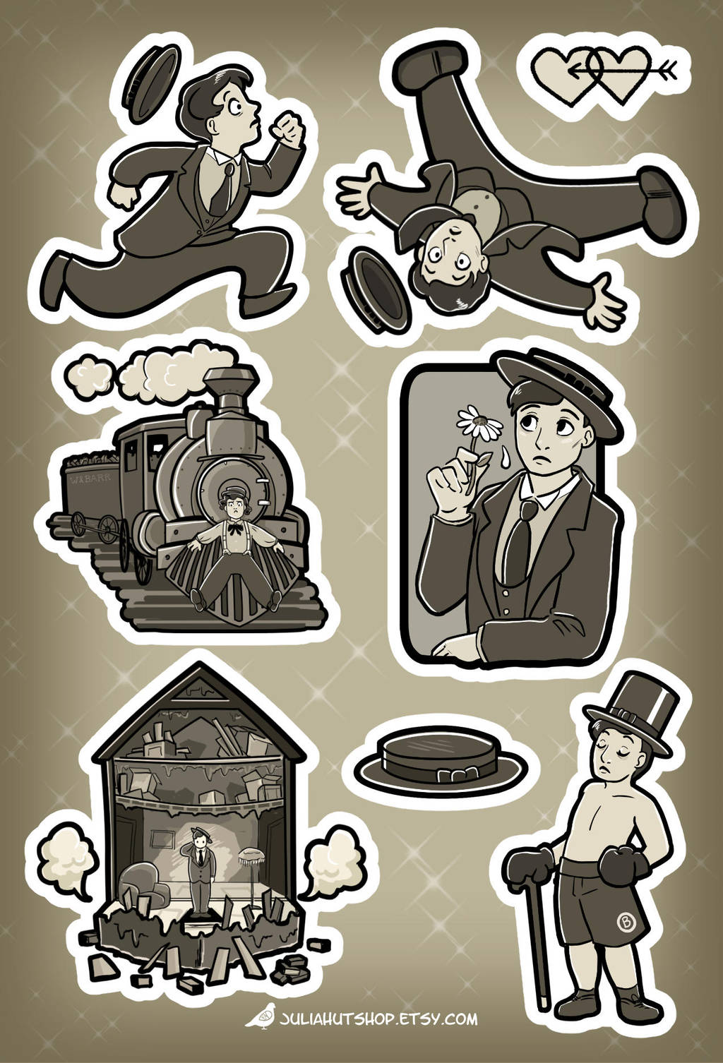 Buster Keaton Sticker Sheet by orinocou