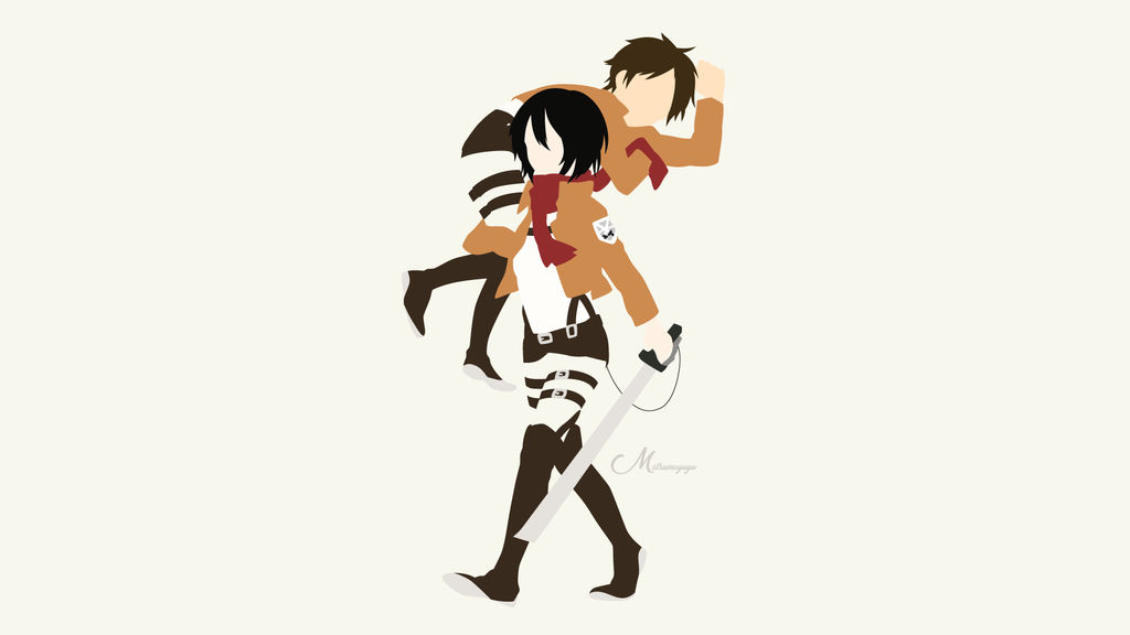 Mikasa and Eren from Shingeki no Kyojin by matsumayu