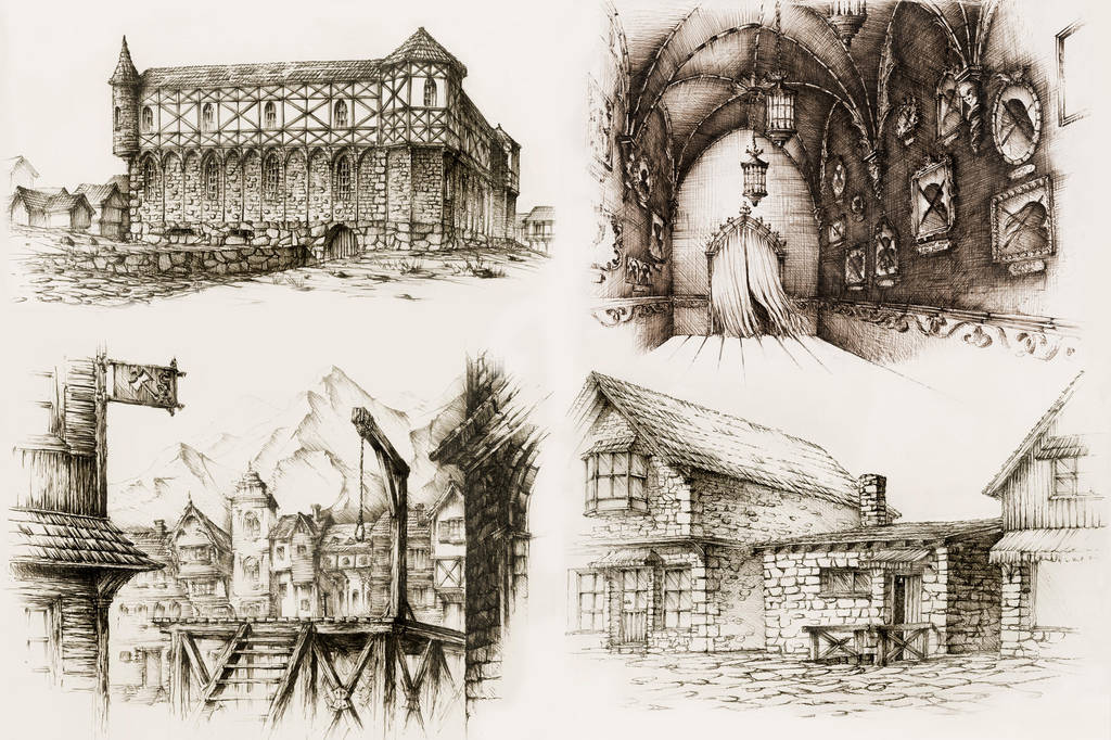 Pen Buildings by GrimDreamArt