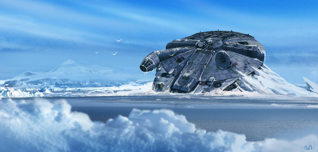Frozen Millennium Falcon by norbface