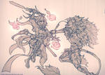 Golden Lion, White Witch by Starlitdragon